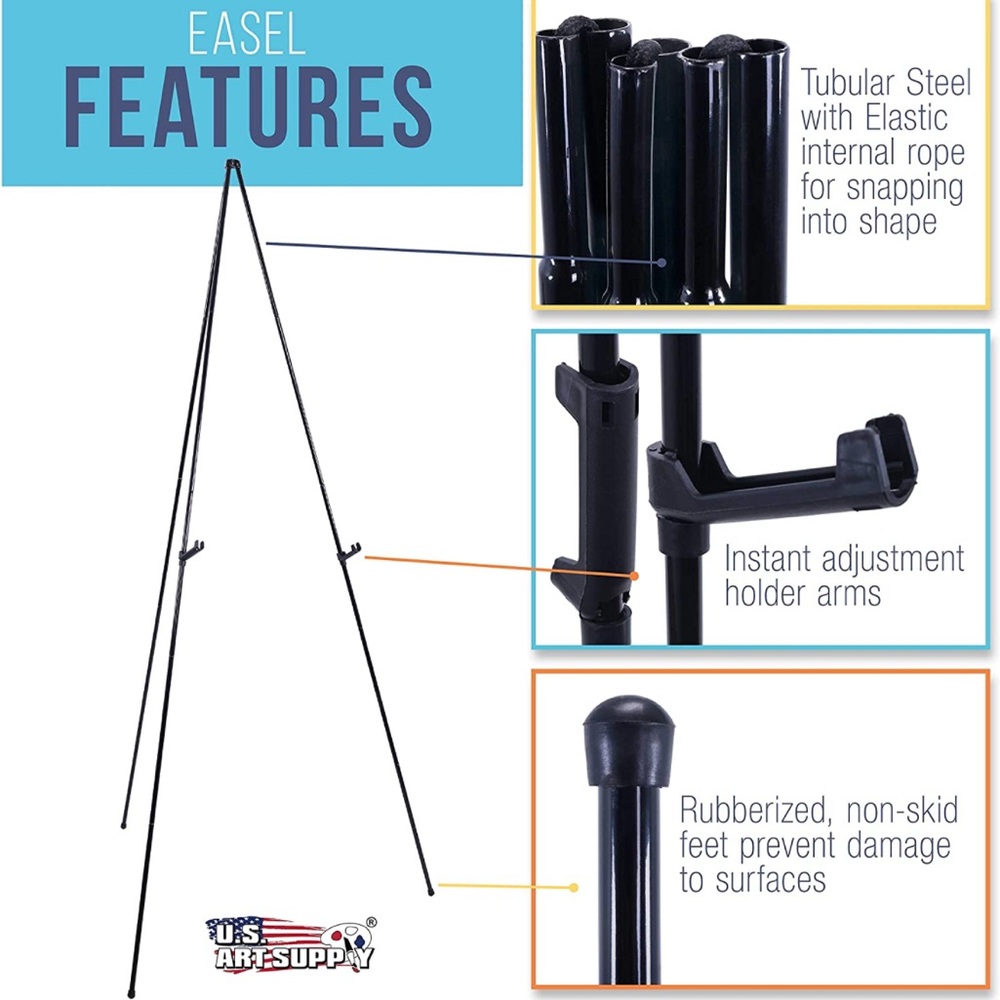 Foldable steel display easel